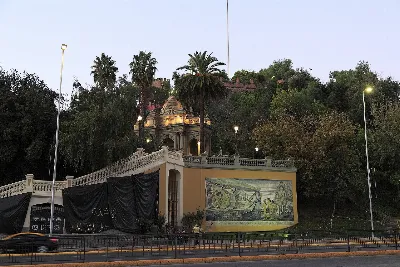 Terraza Neptuno del Cerro Santa Lucía desde la Alameda — aprox. 1880–1930 | Chile de Ayer
