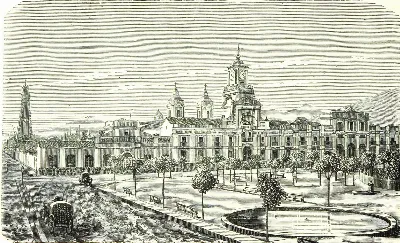 Palacio de la Independencia, en la Plaza de Armas de Santiago de Chile. — aprox. 1872 | Chile de Ayer