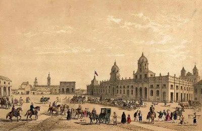 Plaza de Armas de Santiago, 1854 — Plaza de Armas de Santiago — aprox. 1854 | Chile de Ayer