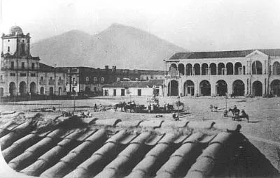 Plaza de Armas de Santiago desde la esquina sur poniente — aprox. 1850 | Chile de Ayer