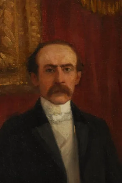 Presidente José Manuel Balmaceda en el Consejo de ministros del 7 de enero de 1891. Detalle del óleo de Pedro Subercaseaux. — aprox. 1910 | Chile de Ayer