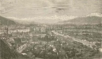 Santiago de Chile, vista general desde el cerro Santa Lucía — aprox. 1872 | Chile de Ayer