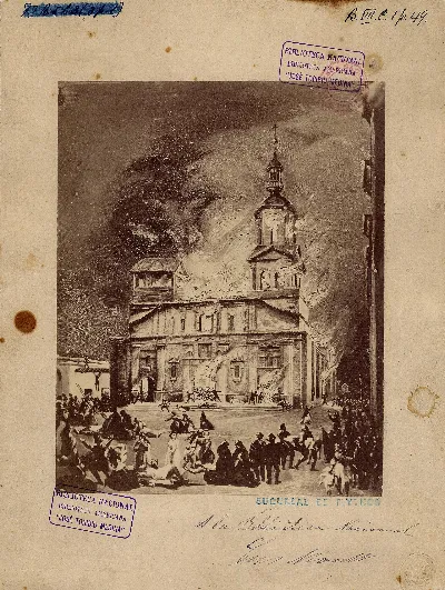 Incendio de la Iglesia de la Compañía de Jesús, 8 de diciembre de 1863, Santiago — aprox. 1850 | Chile de Ayer