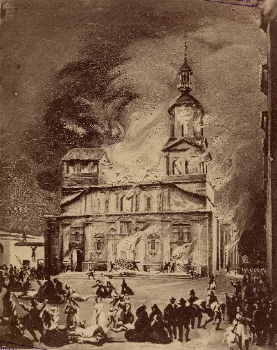 Incendio de la Iglesia de la Compañía de Jesús, 8 de diciembre de 1863, Santiago — aprox. 1850 | Chile de Ayer