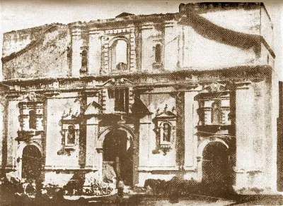 Carretas retirando cuerpos calcinados de la Iglesia de la Compañía, 1863 — aprox. 1863 | Chile de Ayer