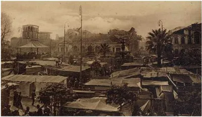 Plaza Victoria con campamentos luego del terremoto de 1906 de Valparaíso — aprox. 1906 | Chile de Ayer