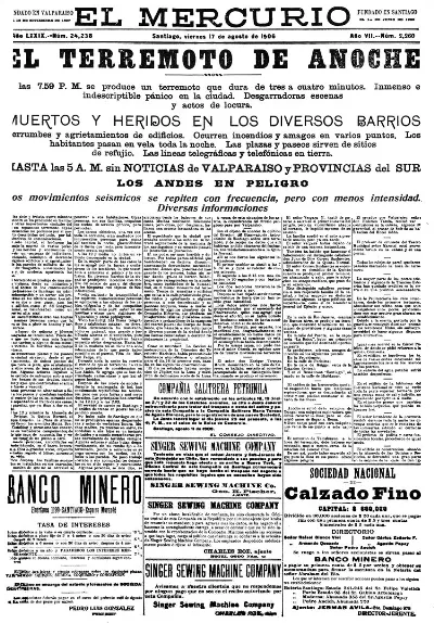 Portada de El Mercurio del 17 de agosto de 1906 — aprox. 1906 | Chile de Ayer