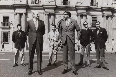 Ariel Ramírez, Eduardo Falú y los Fronterizos en La Moneda, Santiago, 1969 — aprox. 1969 | Chile de Ayer