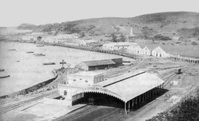 Estación de trenes en el puerto de Talcahuano, fines del siglo XIX — aprox. 1891 | Chile de Ayer