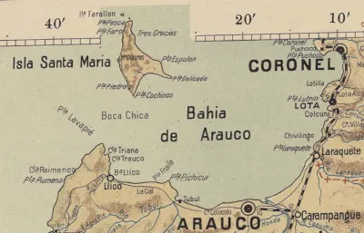 Mapa de la bahía de Arauco — aprox. 1910 | Chile de Ayer