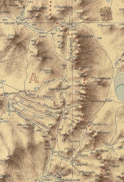 Mapa topográfico región de La Araucanía con Temuco y Tocopilla — aprox. 1910 | Chile de Ayer