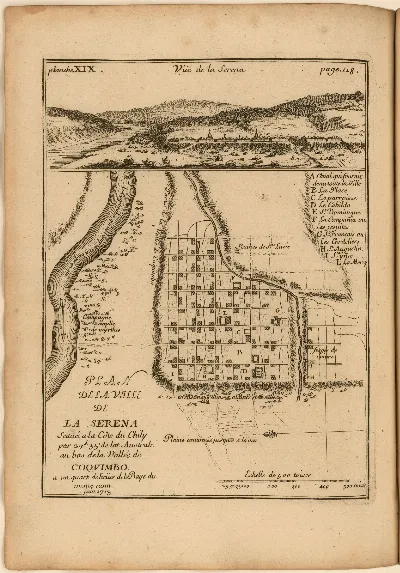 Mapa grabado del asentamiento de La Serena — aprox. 1910 | Chile de Ayer