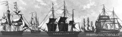 Barcos a vela, hacia 1800 — 1775 | Chile de Ayer