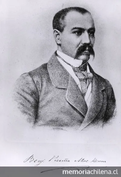 Benjamín Vicuña Mackenna, grabado de perfil — 1900 | Chile de Ayer