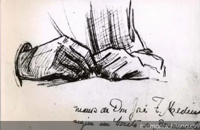 Boceto de las manos de José Toribio Medina — 1900 | Chile de Ayer