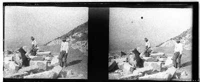 Cerro San Cristóbal, Canteras, tallando una piedra, 1905 — 1905 | Chile de Ayer