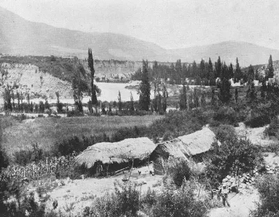 Chozas campesinas en el valle del río Maipo, hacia 1900 — 1900 | Chile de Ayer