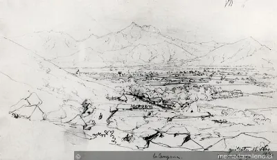 [Dibujo del valle del sector del Cerro La Campana] — 1834 | Chile de Ayer