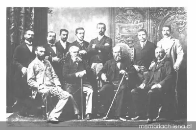Diego Barros Arana, junto a un grupo de personas, 1894 — 1894 | Chile de Ayer