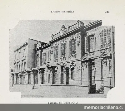 Liceo de Niñas : fachada del Liceo Nº 2 — 1928 | Chile de Ayer