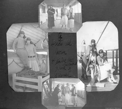 Mercedes, Pina y Carmen Mackenna a bordo de El Avon, octubre de 1923 — 1923 | Chile de Ayer