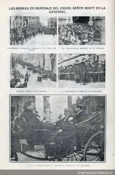 Las honras en homenaje del excmo. señor Montt en la Catedral, 1910 — 1910 | Chile de Ayer