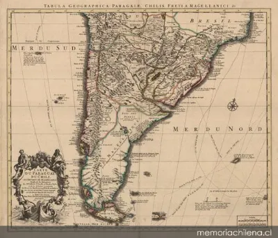 Carte du Paraguay, du Chili, du Detroit de Magellan, siglo XVIII — 1700 | Chile de Ayer
