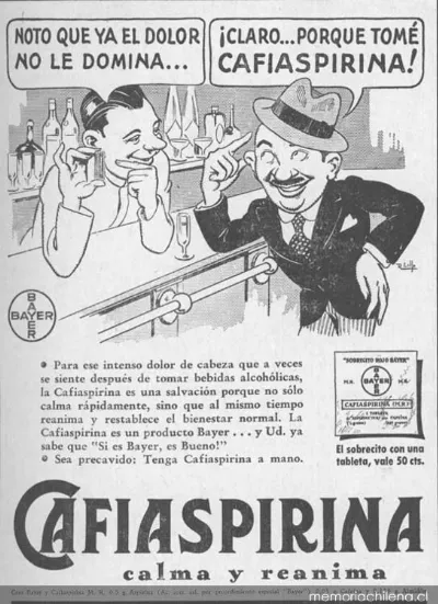 Cafiaspirina: calma y reanima — 1939 | Chile de Ayer
