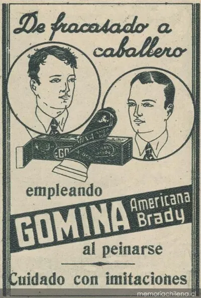 Gomina Americana Brady: de fracasado a caballero — 1931 | Chile de Ayer