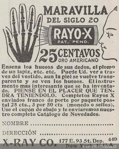 Maravilla del siglo 20: rayo-X — 1916 | Chile de Ayer