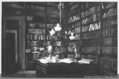 José Toribio Medina en su estudio, hacia 1930 — 1930 | Chile de Ayer