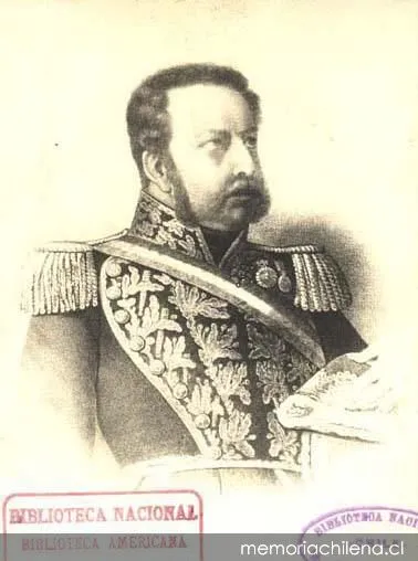Manuel Bulnes, retrato de perfil con uniforme militar — 1799 | Chile de Ayer
