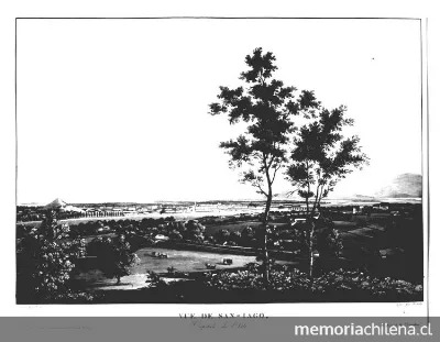 Vista de Santiago a mediados del siglo XIX — 1850 | Chile de Ayer