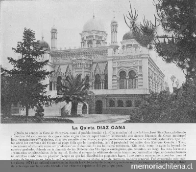 Palacio y Quinta Díaz Gana obra del arquitecto Teodoro Burchard — 1910 | Chile de Ayer
