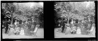 Grupo en el jardín de la familia Pastor y Bort en la casa de calle Vicuña Mackenna, 1906 — 1906 | Chile de Ayer