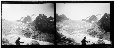Alejandro Bertrand, caminando por el Glaciar Trient, Suiza, 1908 — 1908 | Chile de Ayer