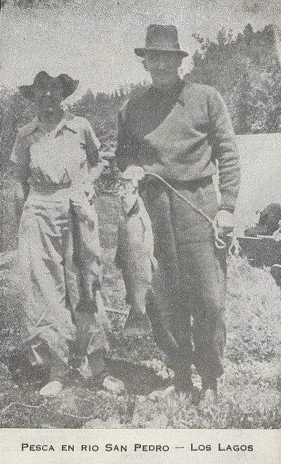 Pesca en Río San Pedro, Los Lagos, 1945 — 1945 | Chile de Ayer