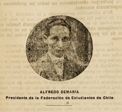 Alfredo Demaría: presidente de la Federación de Estudiantes de Chile, 1920 — 1920 | Chile de Ayer