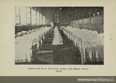 Dormitorio del Liceo de señoritas " — 1913 | Chile de Ayer
