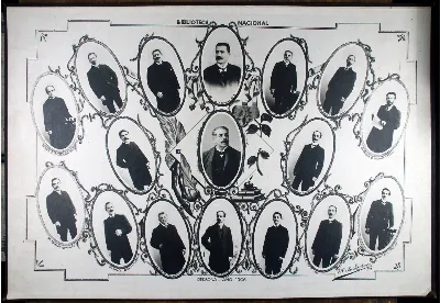 Retratos del personal de la Biblioteca Nacional de Chile en 1906 — 1906 | Chile de Ayer