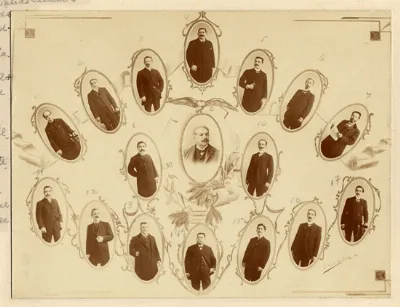 Retratos de varios hombres, en marcos ovalados, correspondientes al personal de la " — 1906 | Chile de Ayer
