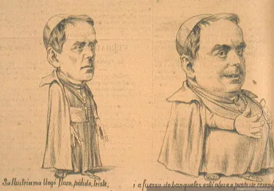 Su Ilustrísima llegó flaco, pálido, triste y a fuerza de banquetes está ahora a punto de reventar, 1899 — 1899 | Chile de Ayer