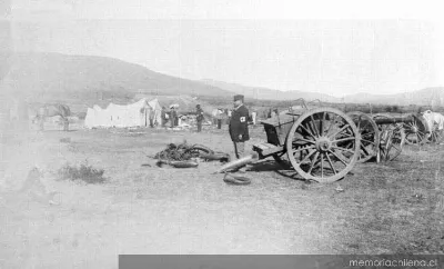 Campamento militar horas antes de la Batalla de Concón, 1891 — 1891 | Chile de Ayer