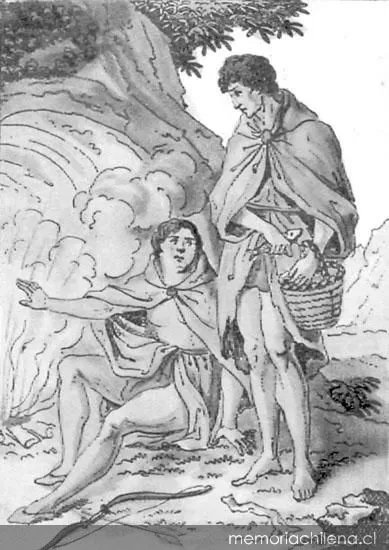 Hombre y mujer de la Tierra del Fuego, 1805 — 1805 | Chile de Ayer