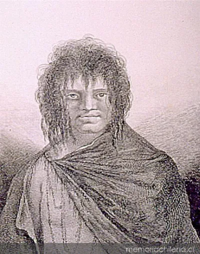 Homme du canal de Noel dans la Terre de Feu, hacia 1800 — 1800 | Chile de Ayer
