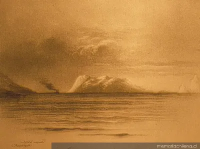 Vista de la Isla Dawson, hacia 1894 — 1894 | Chile de Ayer