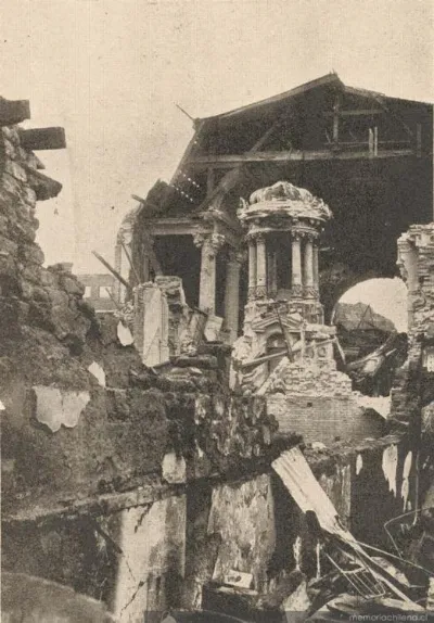 Interior de la Iglesia de la Merced, Valparaíso tras el terremoto de 1906 — 1906 | Chile de Ayer