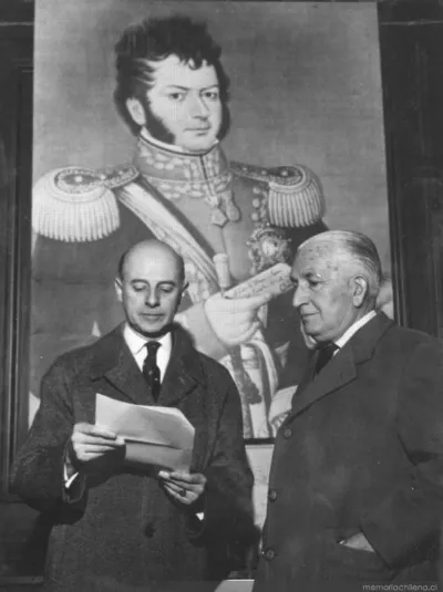 Jaime Eyzaguirre, en la conmemoración de los 100 años de la muerte de Bernardo O'Higgins, hacia 1946 — 1946 | Chile de Ayer