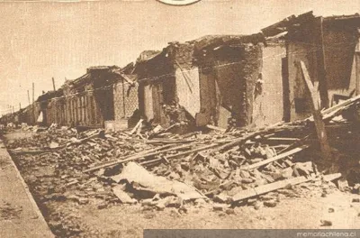 Consecuencias del terremoto de Talca: calle 7 Oriente, 1928 — 1928 | Chile de Ayer