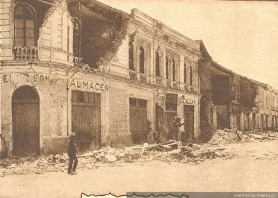 Consecuencias del terremoto de Talca: calle 6 Oriente, 1928 — 1928 | Chile de Ayer